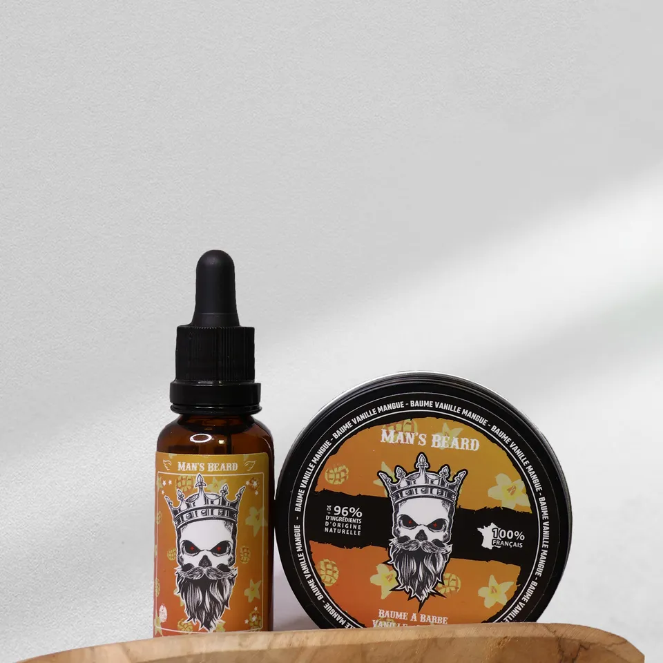 man-s-beard-duo-vanille-mangue-huile-baume-barbe-hydratant image 1