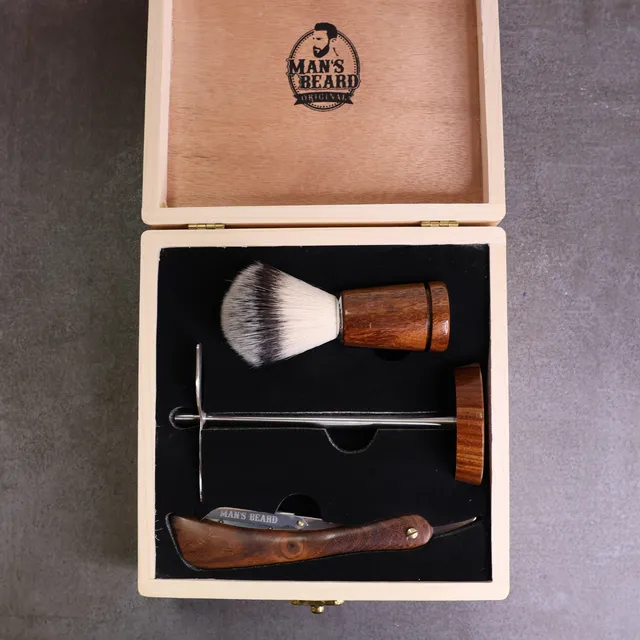 man-s-beard-coffret-bois-shavette-kit-rasage-blaireau image 1