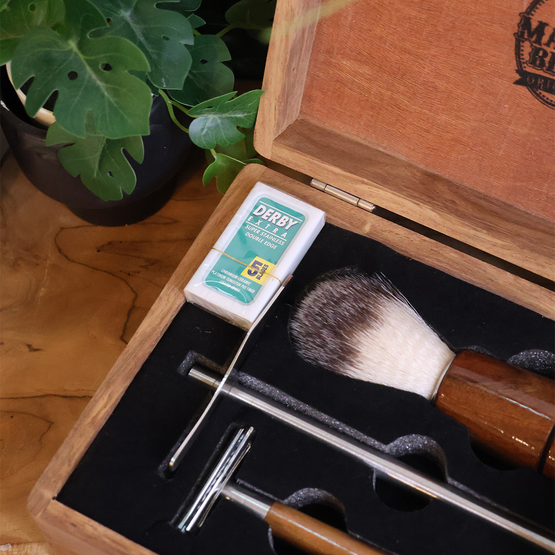 man-s-beard-coffret-bois-rasoir-kit-rasage-blaireau-coffret-bois image 2