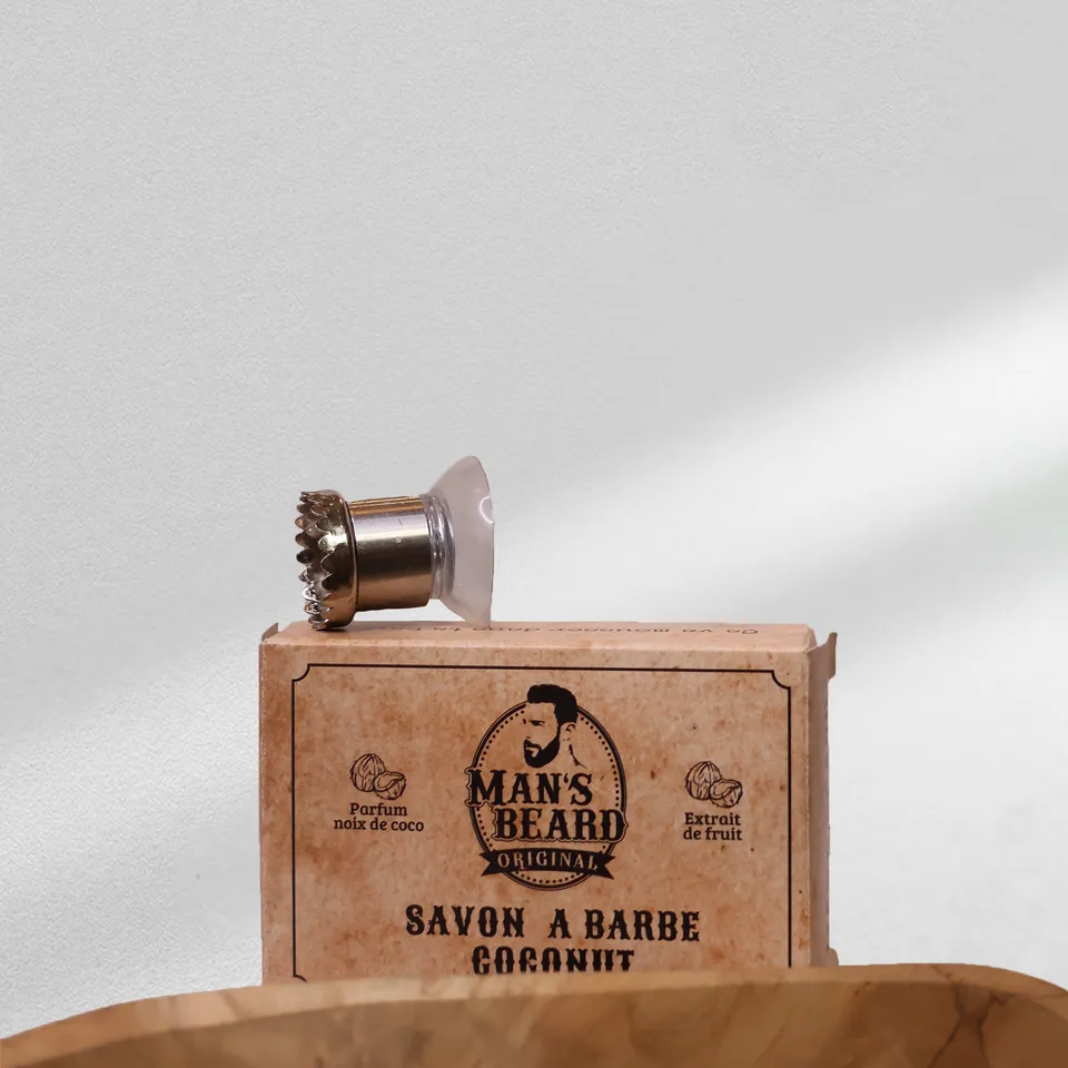 man-s-beard-savon-exfoliant-duo-coconut-porte-savon-aimant image 1