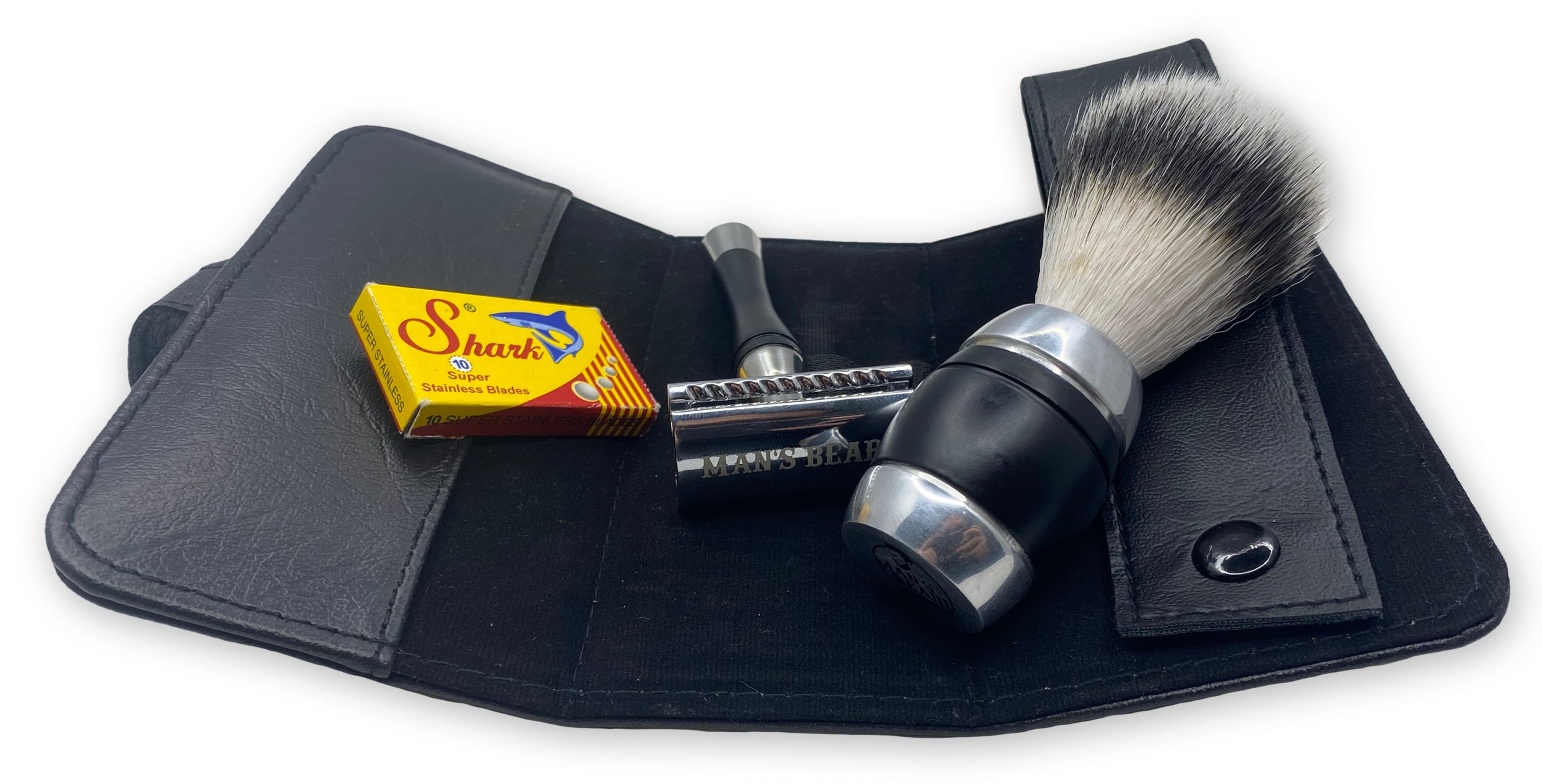 man-s-beard-dark-kit-rasoir-s-curit-blaireau-rasage image 2