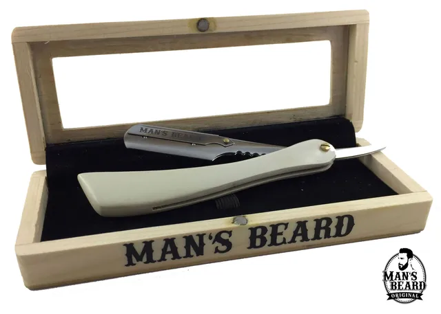 man-s-beard-coffret-shavette-blanche-rasoir-bois-blanc image 1